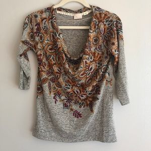 Anthropologie Postage Stamp Floral Sweater